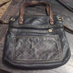 Relic Black and Brown Quilted Shoulder Bag